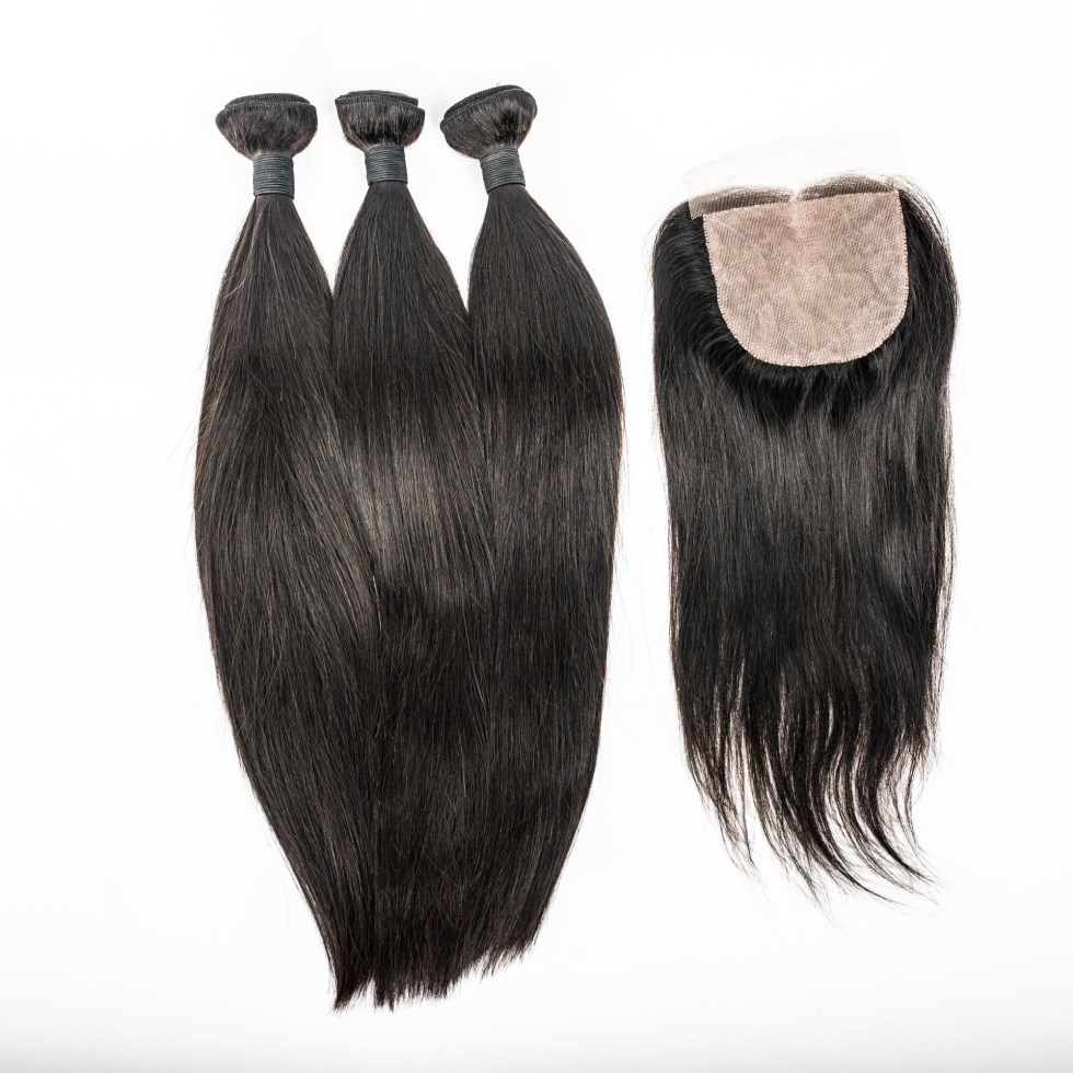 Virgin hair bundles with lace closure raw virgin unprocessed human hair,5 5 lace closure HN246